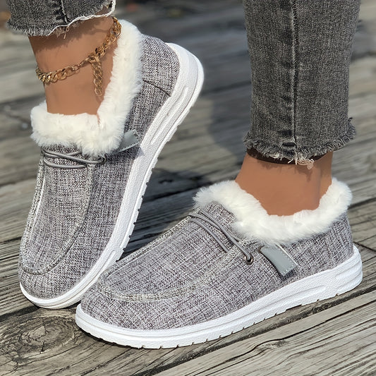 Women's Winter Plush-Lined Sneakers – Thermal Low Top Walking Shoes for Cold Weather