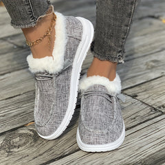 Women's Winter Plush-Lined Sneakers – Thermal Low Top Walking Shoes for Cold Weather