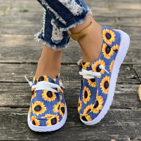 Women's Sunflower Canvas Loafers – Ultra-Lightweight, Comfortable Slip-Ons for Daily Wear