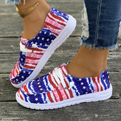 Women's American Flag Canvas Slip-On Loafers – Lightweight Low-Top Sneakers for Independence Day