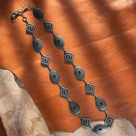 Rustic Couture  Western Stone Concho Link Chain Belt