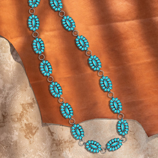 Rustic Couture  Western Stone Concho Link Chain Belt