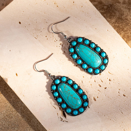 Rustic Couture's  -Bohemian Turquoise/White Turquoise Stone Tear Drop Earring By Pairs