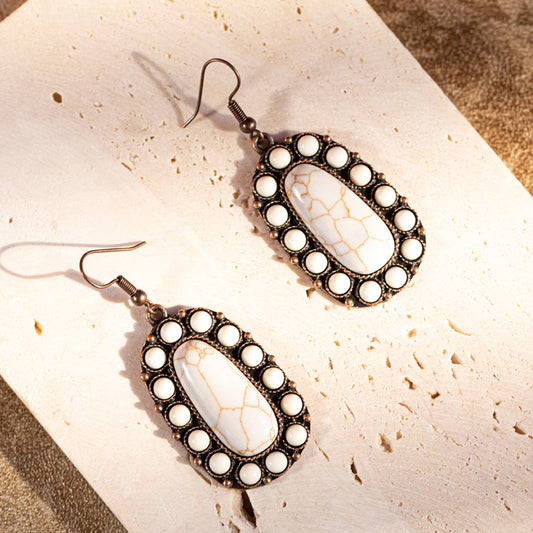 Rustic Couture's  -Bohemian Turquoise/White Turquoise Stone Tear Drop Earring By Pairs