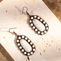 Rustic Couture's  -Bohemian Turquoise/White Turquoise Stone Tear Drop Earring By Pairs
