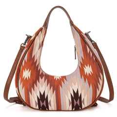 Montana West Aztec Fringe Crescent Crossbody Bag - Brown