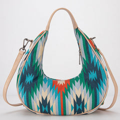 Montana West Aztec Fringe Crescent Crossbody Bag - Turquoise