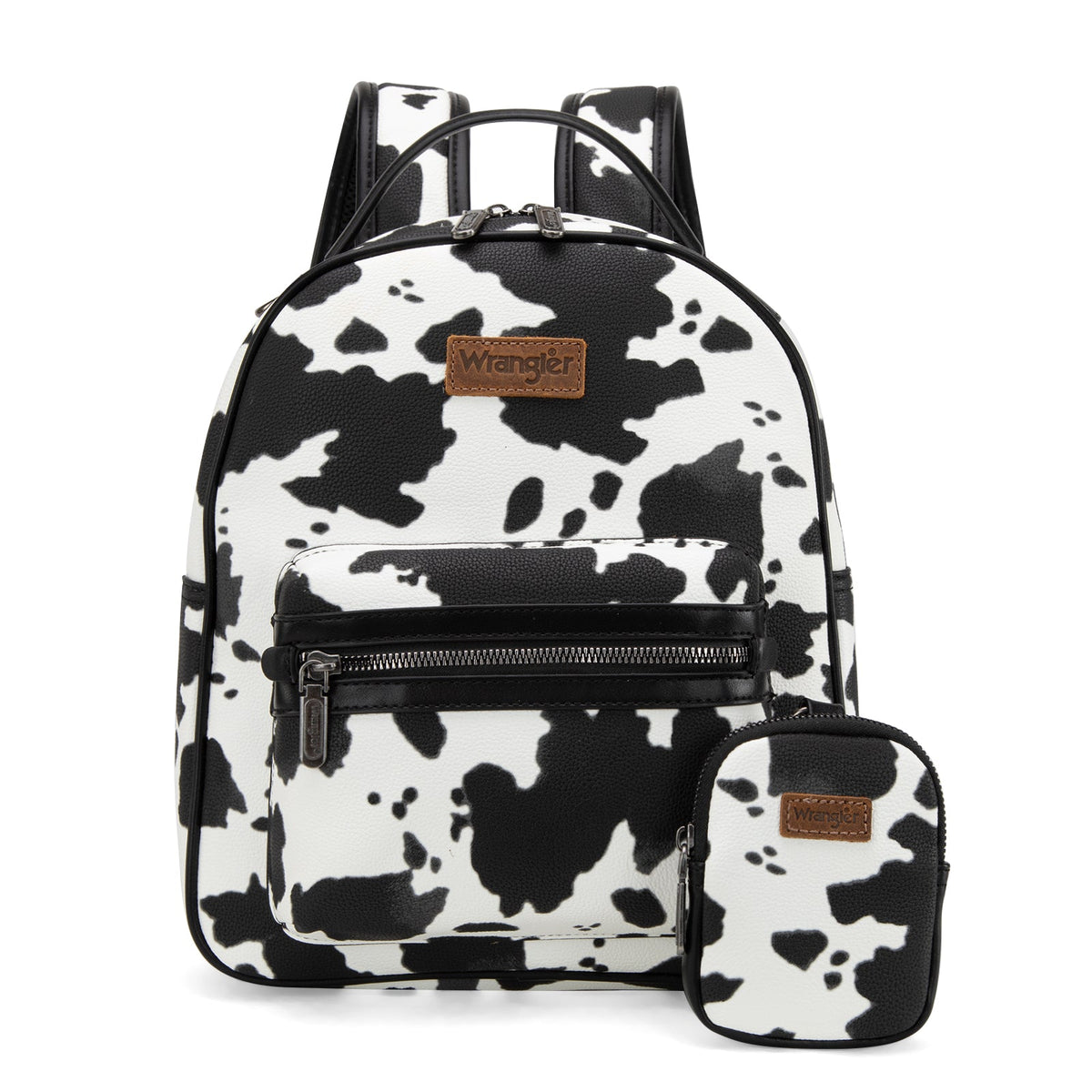 Wrangler Cow Print Backpack With Coin Pouch - Black