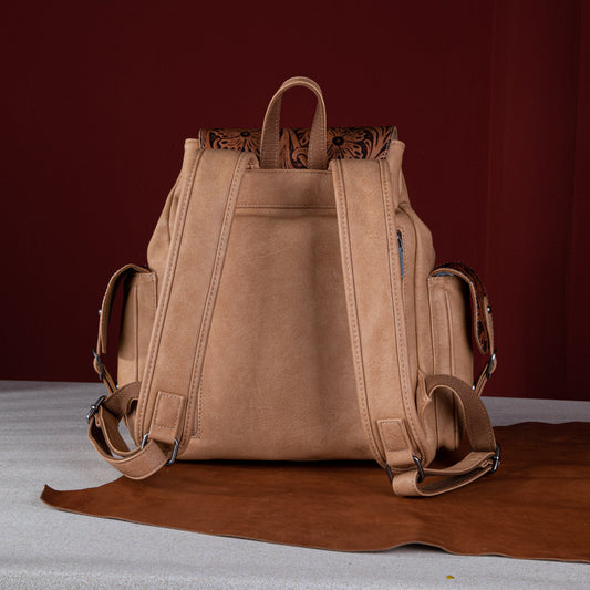 Wrangler Vintage Floral Tooled Backpack - Light Brown