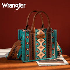 Wrangler Southwestern  Print Small Canvas Tote/Crossbody - Turquoise
