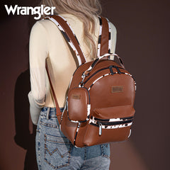 Wrangler  Cow Print Backpack With Coin Pouch - Brown
