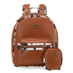Wrangler  Cow Print Backpack With Coin Pouch - Brown