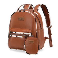 Wrangler  Cow Print Backpack With Coin Pouch - Brown