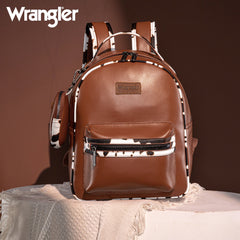 Wrangler  Cow Print Backpack With Coin Pouch - Brown