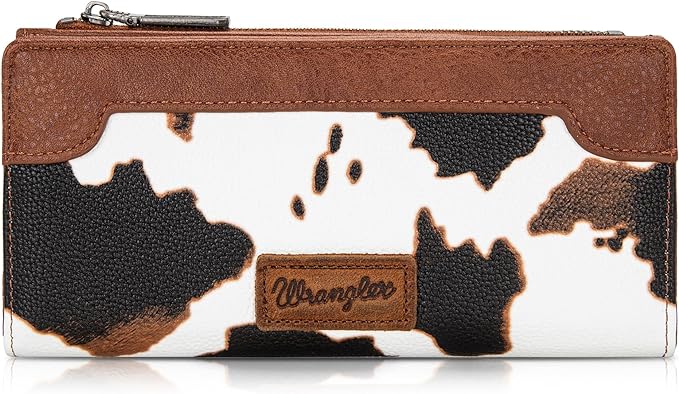 Wrangler Cow Print Bi-Fold Wallet - Brown