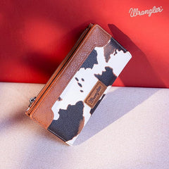 Wrangler Cow Print Bi-Fold Wallet - Brown
