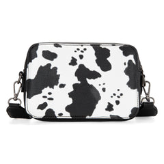 Wrangler Cow Print Crossbody Purse With Wallet Compartment - Black
