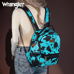 Wrangler Cow Print Backpack With Coin Pouch - Turquoise