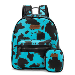 Wrangler Cow Print Backpack With Coin Pouch - Turquoise