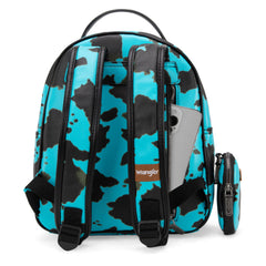 Wrangler Cow Print Backpack With Coin Pouch - Turquoise