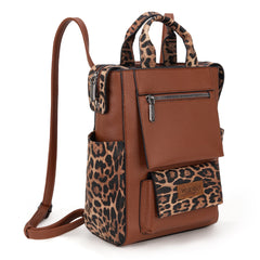 Wrangler Leopard Print Tote/Shoulder Bag Convertible Backpack - Leopard
