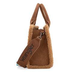 2025 New Wrangler Sherpa Southwestern Print Small Canvas Tote/Crossbody - Brown