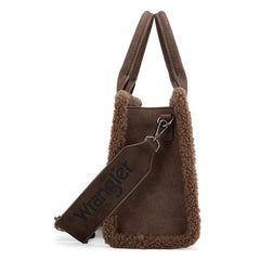 2025 New Wrangler Sherpa Southwestern Print Small Canvas Tote/Crossbody Coffee