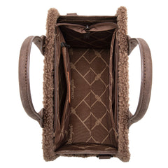 2025 New Wrangler Sherpa Southwestern Print Small Canvas Tote/Crossbody Coffee