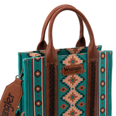 Wrangler Southwestern  Print Small Canvas Tote/Crossbody - Turquoise