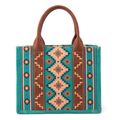 Wrangler Southwestern  Print Small Canvas Tote/Crossbody - Turquoise