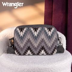 Wrangler Southwestern Pattern Dual Sided Print Crossbody Purse With Wallet Compartment - Grey