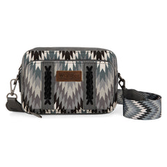 Wrangler Southwestern Pattern Dual Sided Print Crossbody Purse With Wallet Compartment - Grey