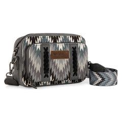Wrangler Southwestern Pattern Dual Sided Print Crossbody Purse With Wallet Compartment - Grey