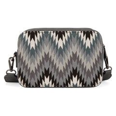 Wrangler Southwestern Pattern Dual Sided Print Crossbody Purse With Wallet Compartment - Grey
