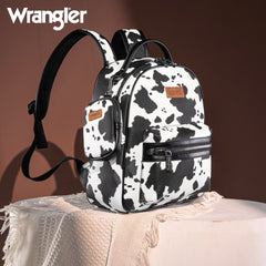Wrangler Cow Print Backpack With Coin Pouch - Black