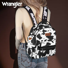 Wrangler Cow Print Backpack With Coin Pouch - Black