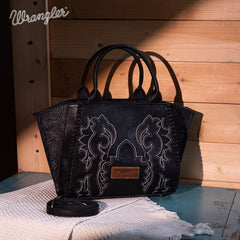 Wrangler Vintage Embroidered Boot Scroll Tote Bag