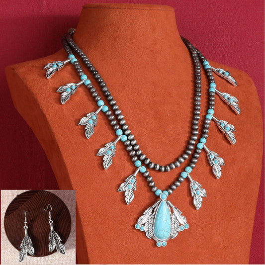 Rustic Couture Bohemian Jewelry Sets Pendant Necklace Earrings