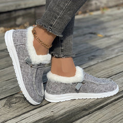 Women's Winter Plush-Lined Sneakers – Thermal Low Top Walking Shoes for Cold Weather